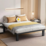 Rectangular Metal Black King Multifunctional Slat Bed Image - 3