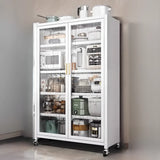 Rectangular Metal Kitchen Storage China Cabinet White Image - 15