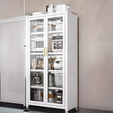 Rectangular Metal Kitchen Storage China Cabinet White Image - 16