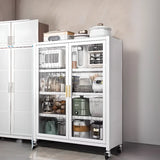 Rectangular Metal Kitchen Storage China Cabinet White Image - 18