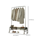 Rectangular Metal Silver Large Storage Coat Rack with Basket Image - 17