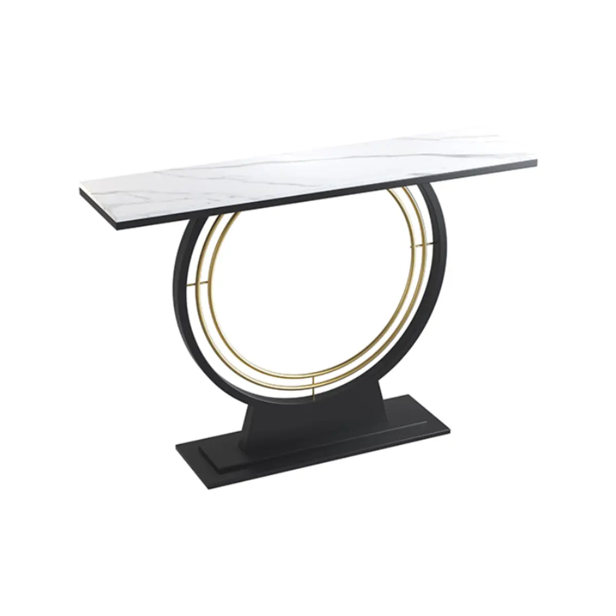 Rectangular Metal Stone White Entryway Console Table Image - 2