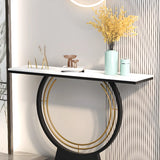 Rectangular Metal Stone White Entryway Console Table Image - 7