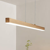 Rectangular Minimalist Wooden Island Pendant Light Image - 3