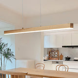 Rectangular Minimalist Wooden Island Pendant Light Image - 4