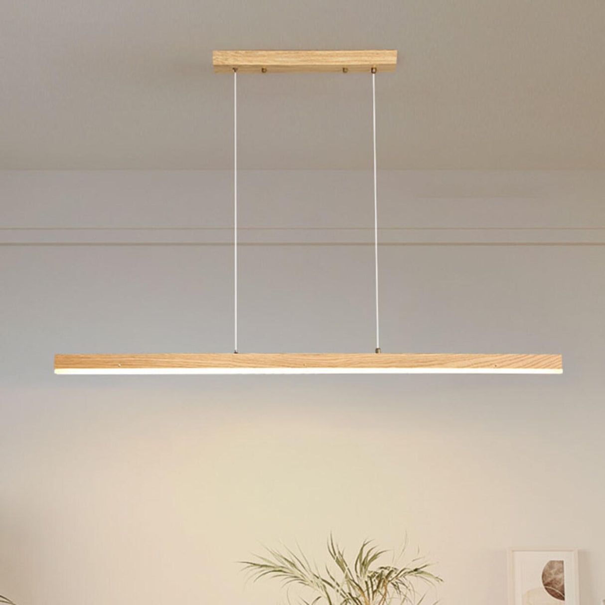 Rectangular Minimalist Wooden Island Pendant Light Image - 6