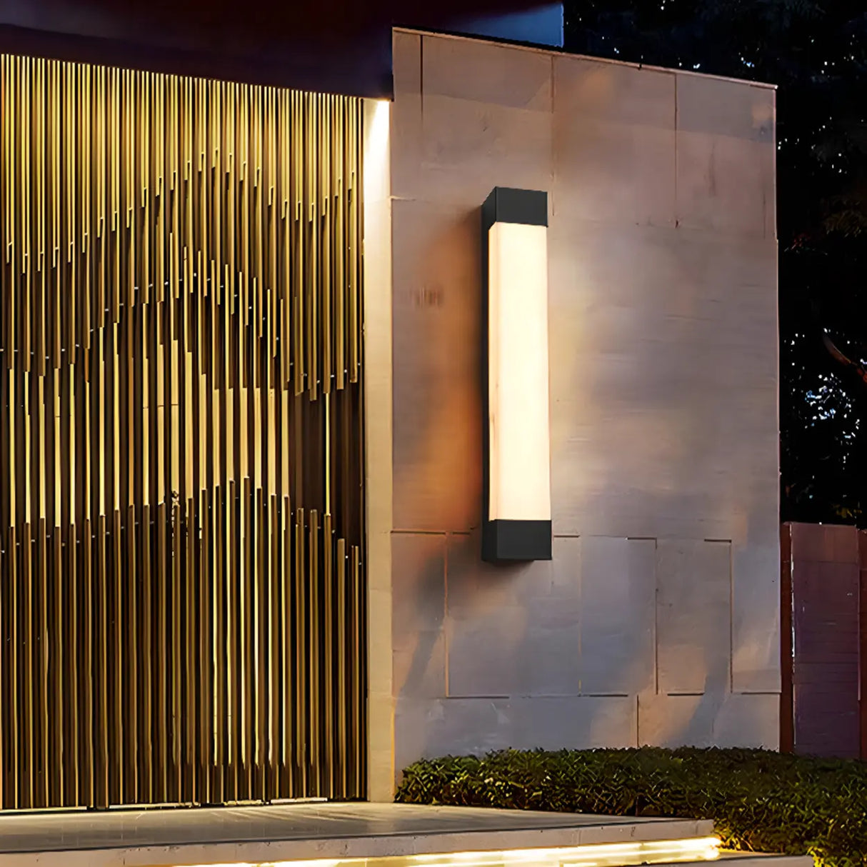 Rectangular Modern Black Steel Exterior Wall Light Image - 3