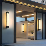 Rectangular Modern Black Steel Exterior Wall Light Image - 4