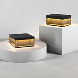 Rectangular Modern Metal Outdoor Black Table Lamp Image - 4