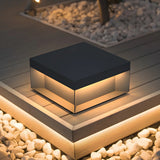 Rectangular Modern Metal Outdoor Black Table Lamp Image - 9