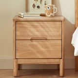 Rectangular Natural Wood Nut-Brown Storage Nightstand Image - 2