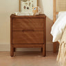 Rectangular Natural Wood Nut-Brown Storage Nightstand Image - 3