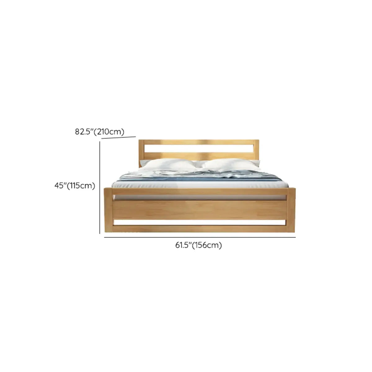 Rectangular Natural Wood Upholstered Queen Panel Bed 