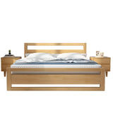 Rectangular Natural Wood Upholstered Queen Panel Bed Image - 5