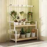 Rectangular Pine Floor Tiered Crate Plant Stand Black Image - 12