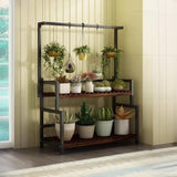 Rectangular Pine Floor Tiered Crate Plant Stand Black Image - 14