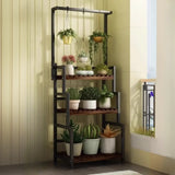 Rectangular Pine Floor Tiered Crate Plant Stand Black Image - 16