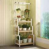 Rectangular Pine Floor Tiered Crate Plant Stand Black Image - 18