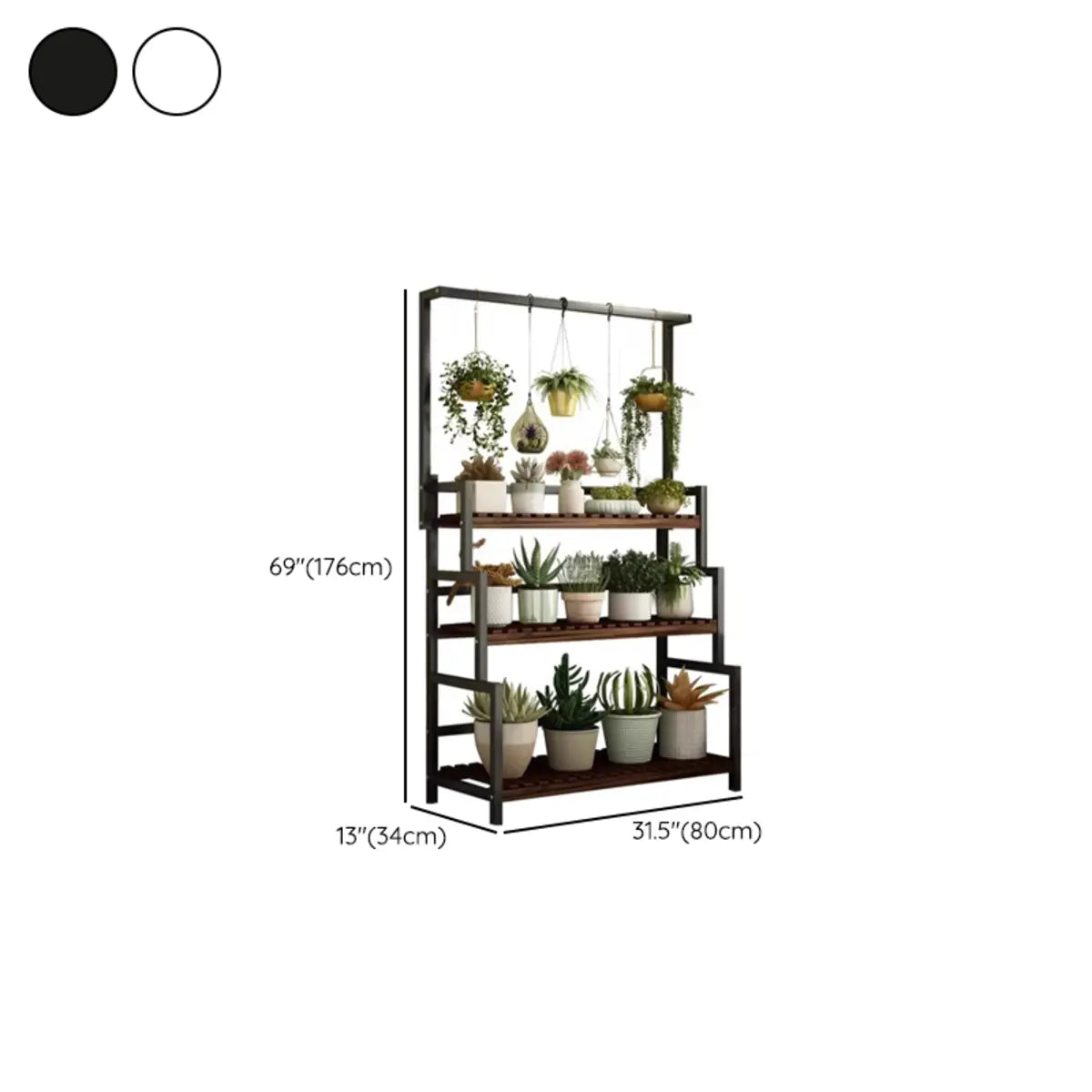 Rectangular Pine Floor Tiered Crate Plant Stand Black Image - 26