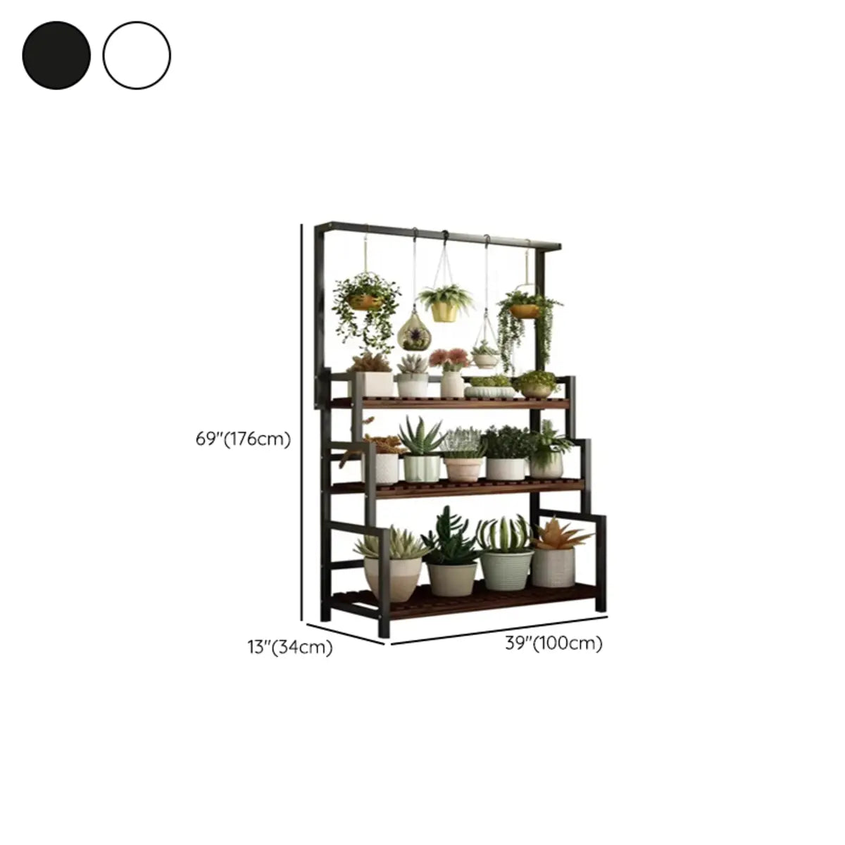 Rectangular Pine Floor Tiered Crate Plant Stand Black Image - 27