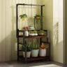 Rectangular Pine Floor Tiered Crate Plant Stand Black Image - 3