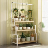 Rectangular Pine Floor Tiered Crate Plant Stand Black Image - 4