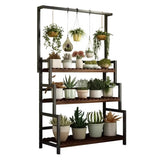 Rectangular Pine Floor Tiered Crate Plant Stand Black Image - 5