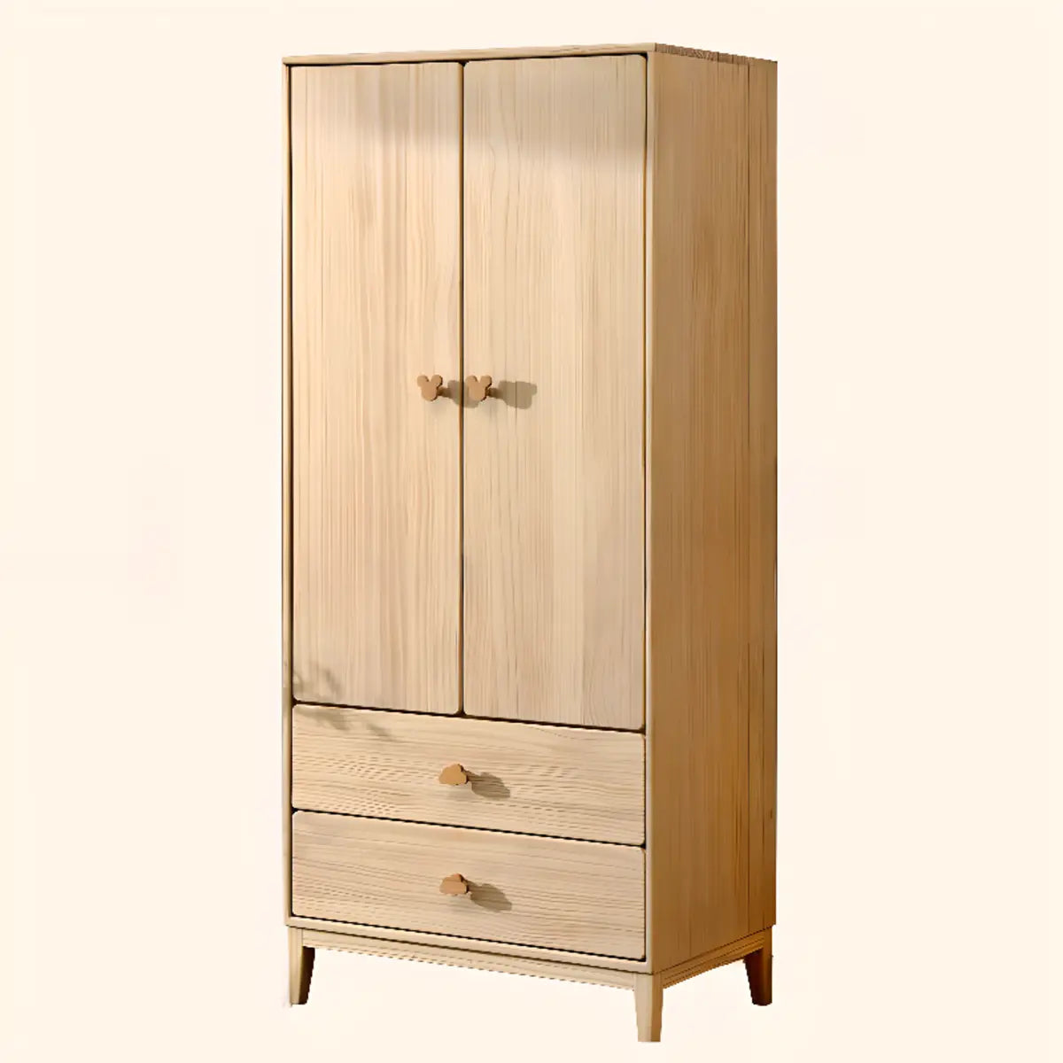 Rectangular Pine Natural Compact Armoire with Clothing Rod Image - 14