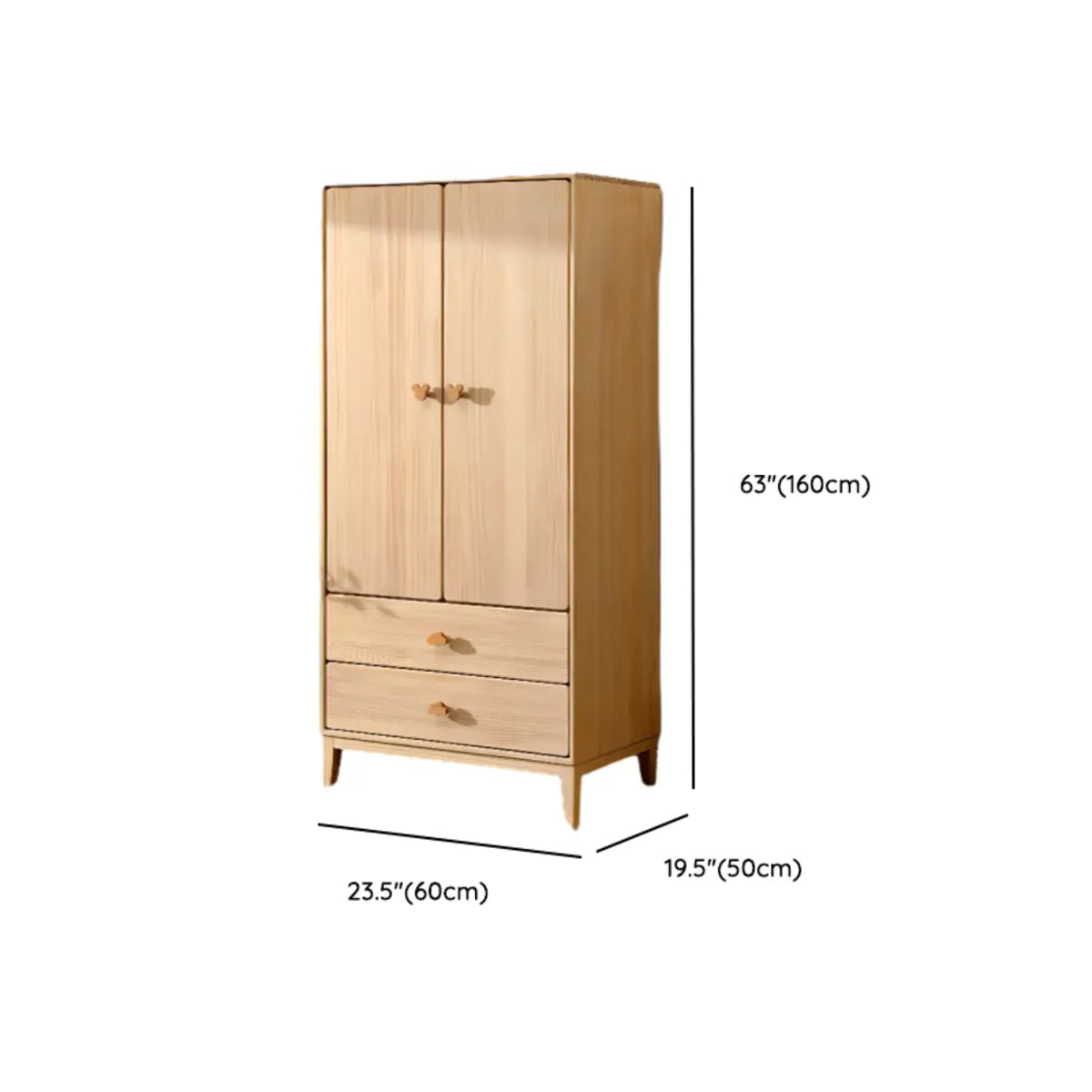 Rectangular Pine Natural Compact Armoire with Clothing Rod Image - 17