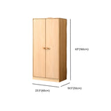 Rectangular Pine Natural Compact Armoire with Clothing Rod Image - 28