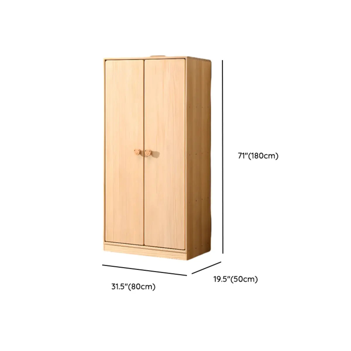 Rectangular Pine Natural Compact Armoire with Clothing Rod Image - 32