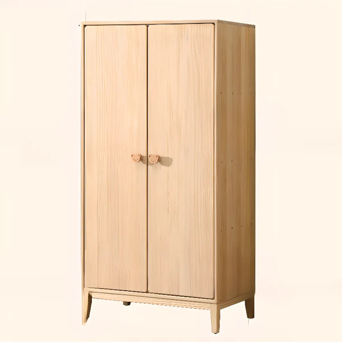 Rectangular Pine Natural Compact Armoire with Clothing Rod Image - 6