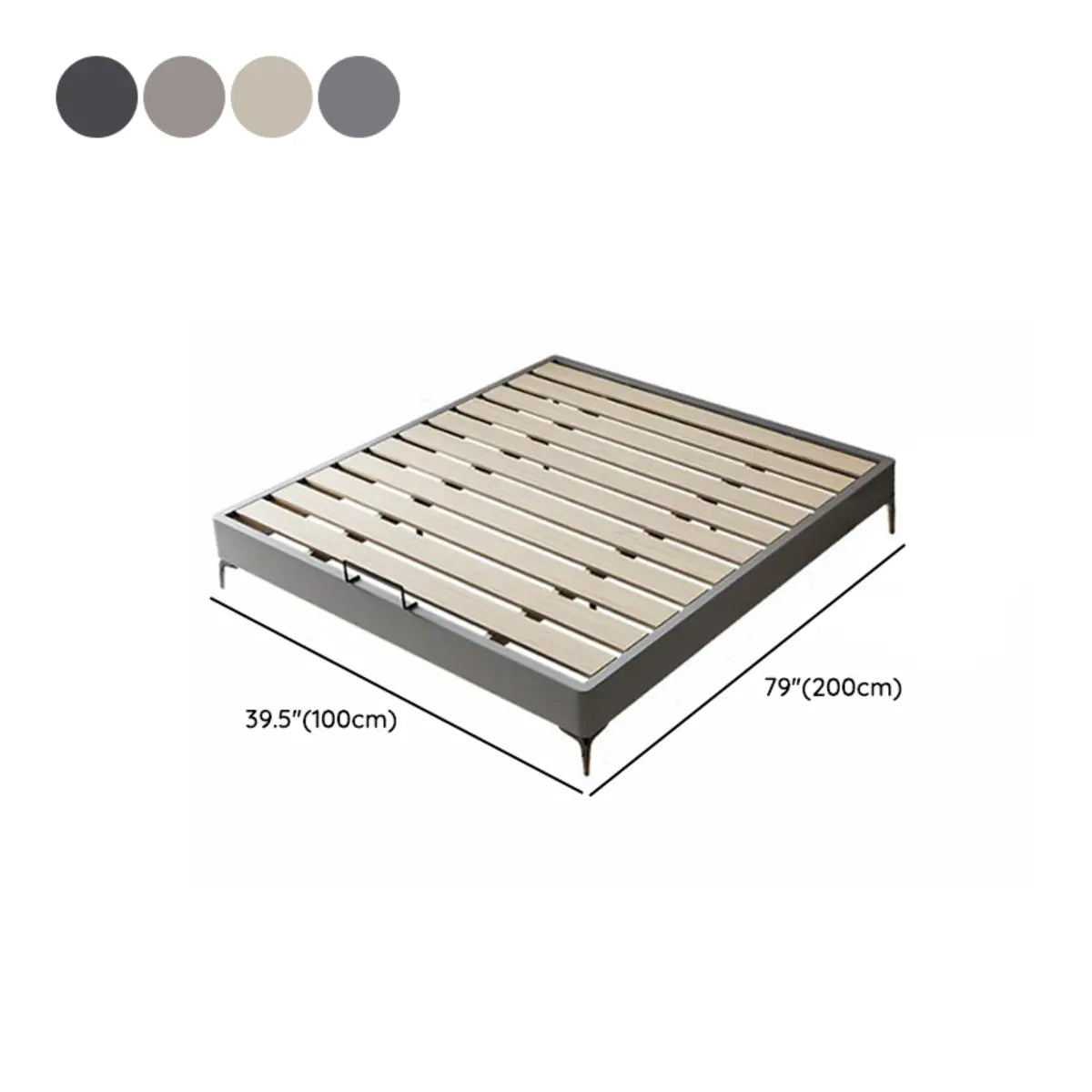 Rectangular Pine Wood Grey Adjustable Height Slat Bed 