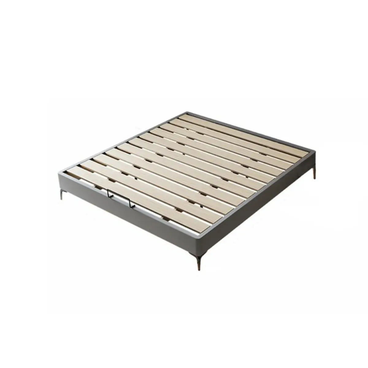 Rectangular Pine Wood Grey Adjustable Height Slat Bed Image - 5