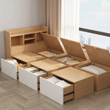 Rectangular Platform Wood Storage Bed with Drawers Image - 1