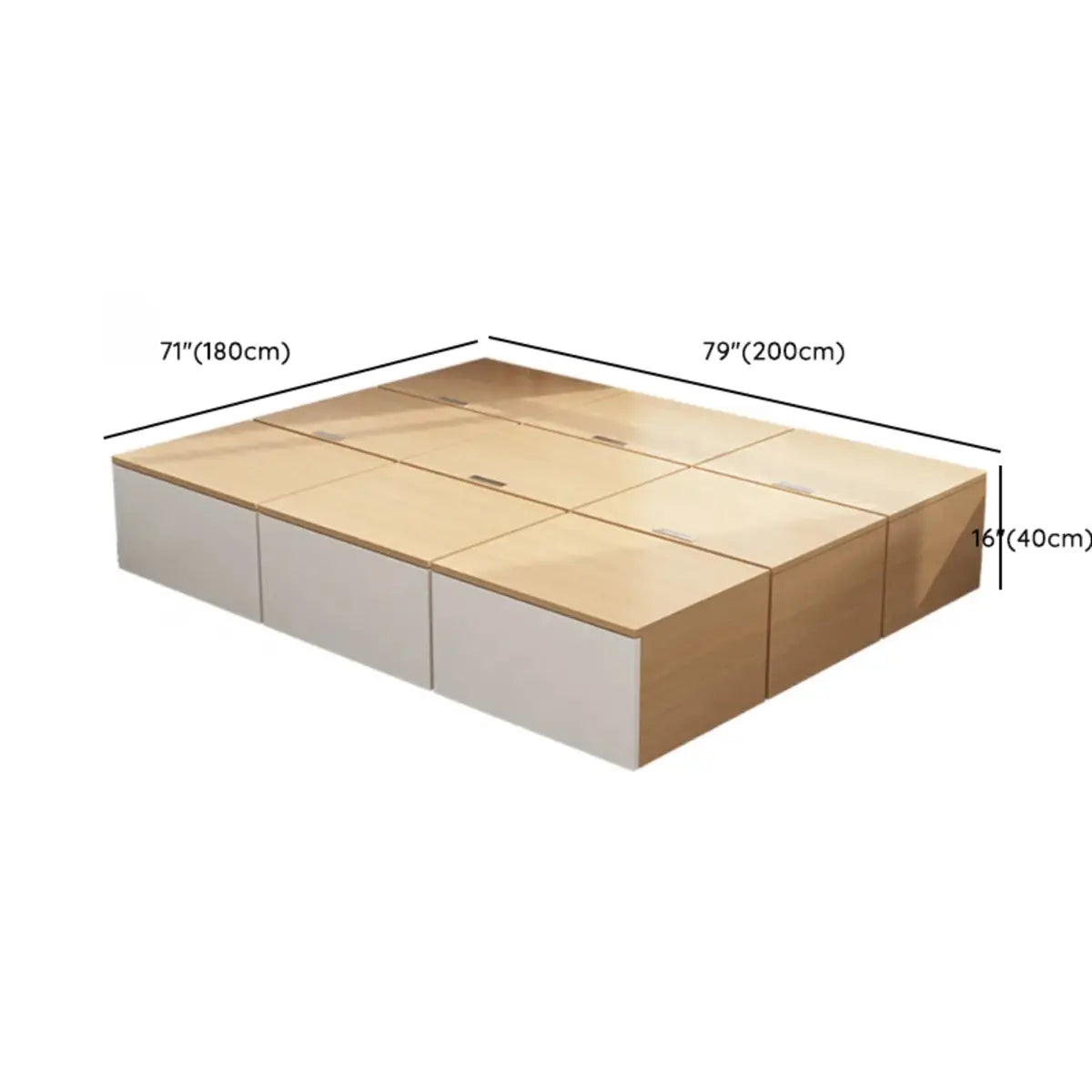 Rectangular Platform Wood Storage Bed with Drawers Image - 25