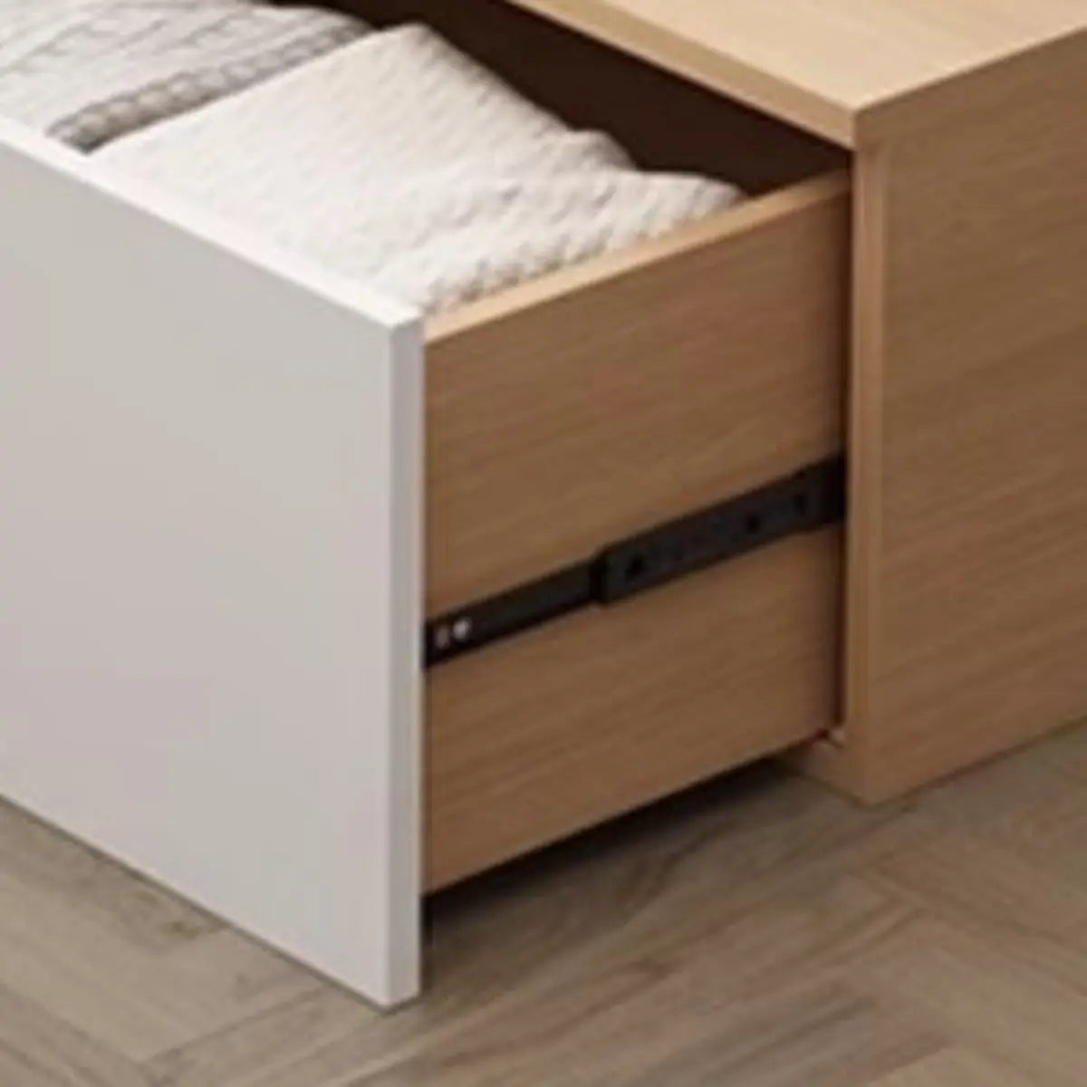 Rectangular Platform Wood Storage Bed with Drawers Image - 4