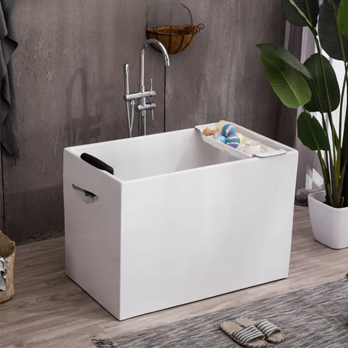 Rectangular PMMA White Small Freestanding Bathtub Image - 1