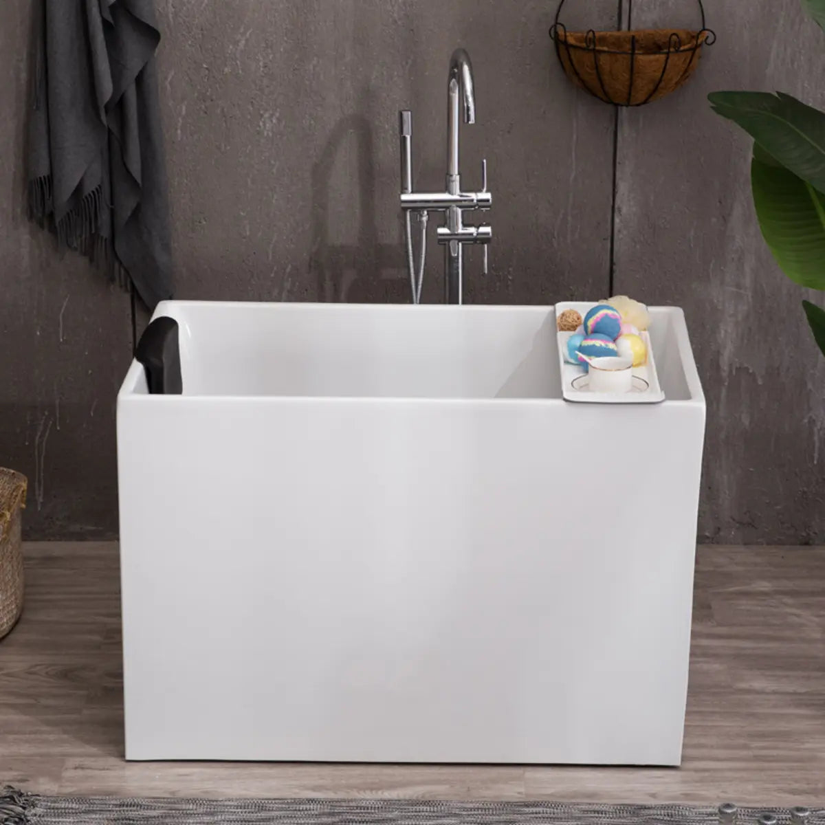 Rectangular PMMA White Small Freestanding Bathtub Image - 2