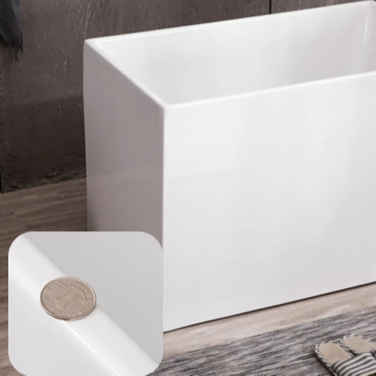 Rectangular PMMA White Small Freestanding Bathtub Image - 6