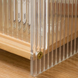 Rectangular Ribbed Glass Wood Small Display Cabinet Image - 13