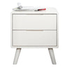 Rectangular Rubberwood White 2-Drawer Nightstand with Legs Image - 10