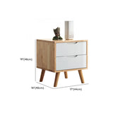 Rectangular Rubberwood White 2-Drawer Nightstand with Legs Image - 13