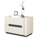 Rectangular Sintered Stone Beige 2-Drawer Nightstand Image - 6