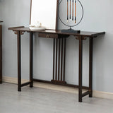 Rectangular Solid Wood Brown Console Table with Drawer Image - 17