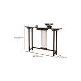 Rectangular Solid Wood Brown Console Table with Drawer Image - 20