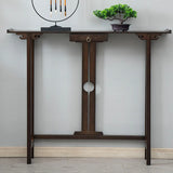 Rectangular Solid Wood Brown Console Table with Drawer Image - 8