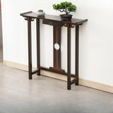 Rectangular Solid Wood Brown Console Table with Drawer Image - 4