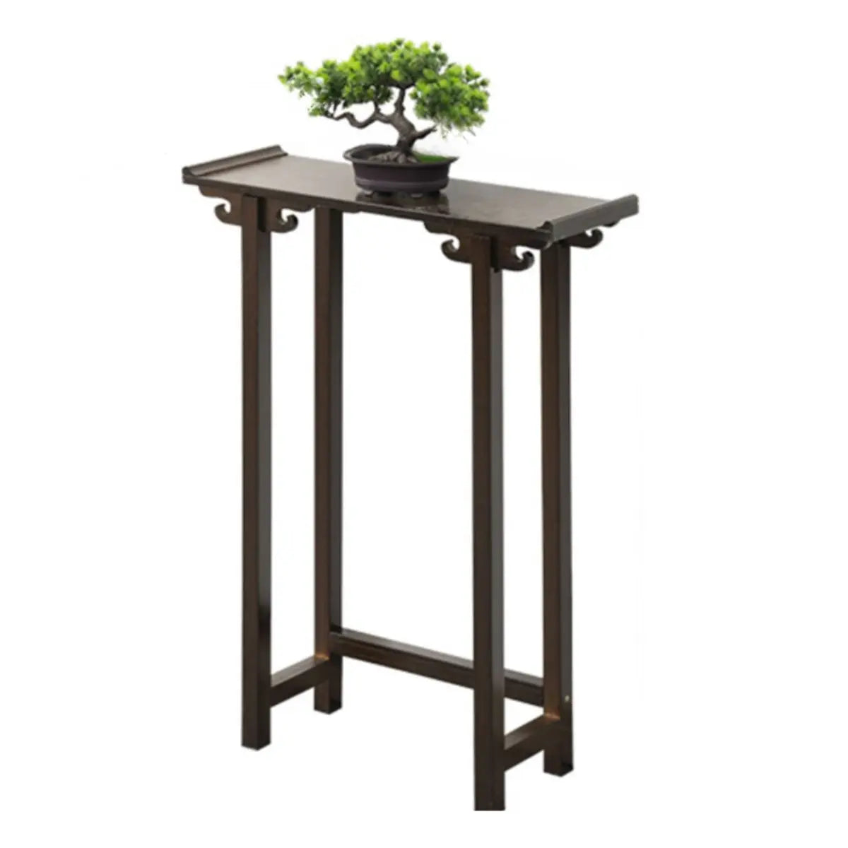 Rectangular Solid Wood Brown Console Table with Drawer Image - 10