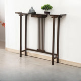 Rectangular Solid Wood Brown Console Table with Drawer Image - 11